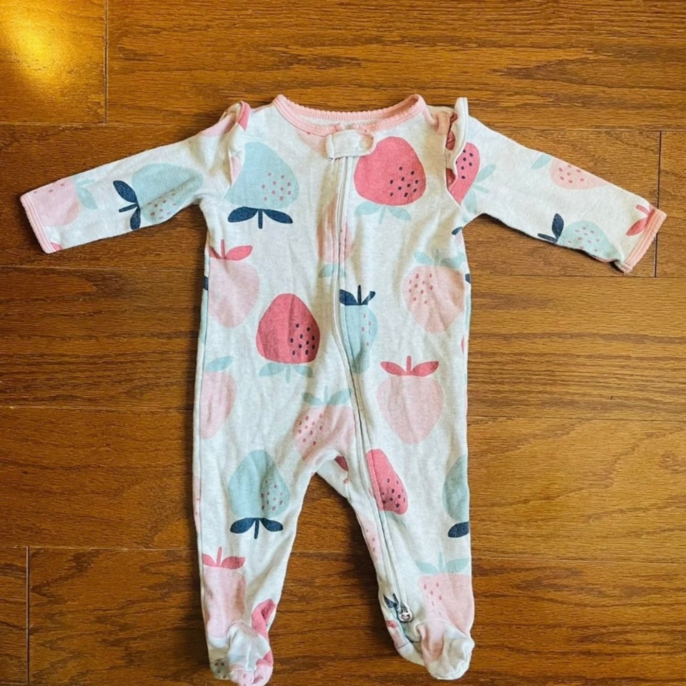 Strawberry sleep n play onsies